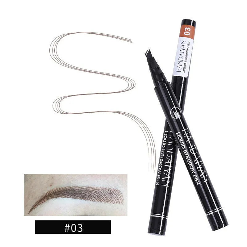 Four-head eyebrow pencil in black with colour options: light coffee, gray coffee, brown, dark brown