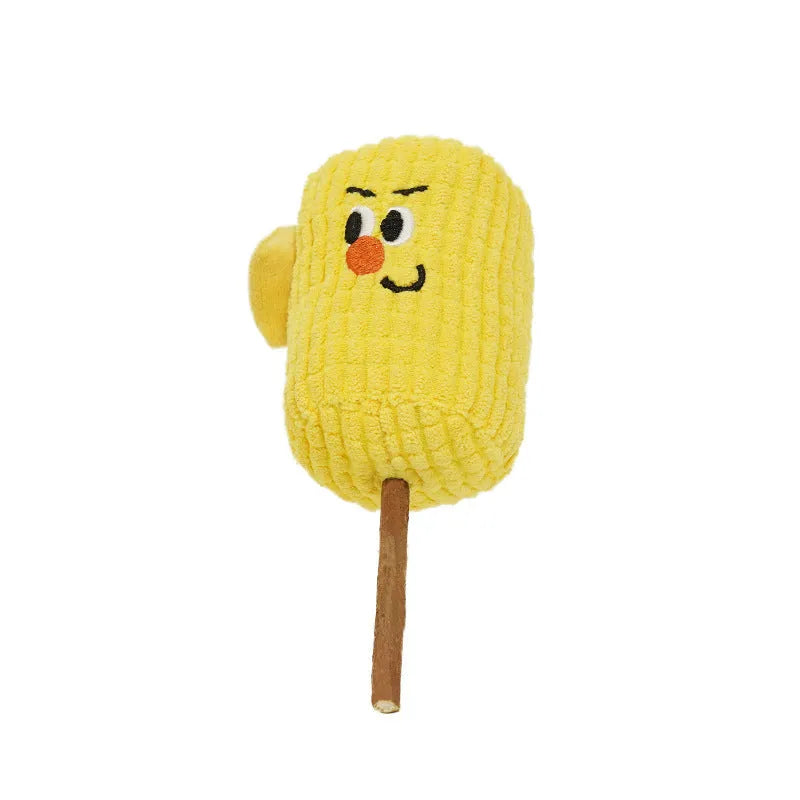 Polio wood corn cob cat chew toy with catnip, 15 cm long.