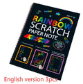 Large 26x19cm children's scratch art paper with colourful rainbow patterns for DIY painting