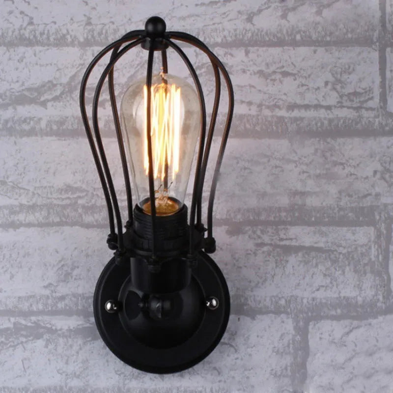 Retro industrial LOFT wall lamp iron construction double head without bulb for corridor staircase aisle