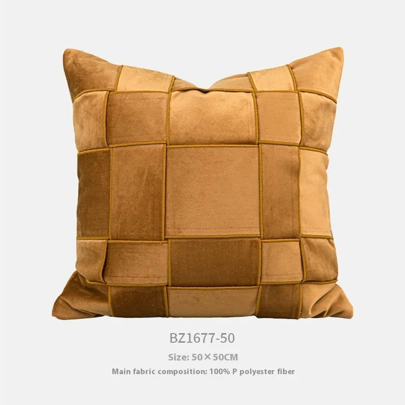 Chenille woven square pillow cushion with feather velvet filler in 50x50cm size