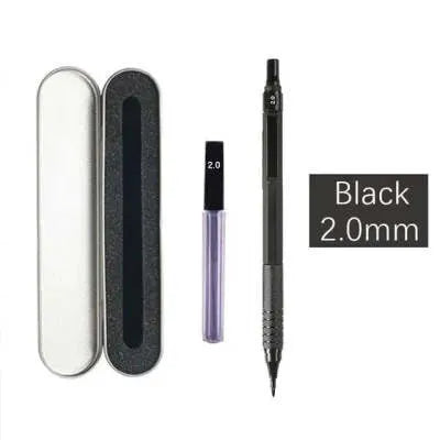 Metal mechanical pencil with automatic lead advancement mechanism and multiple lead size compatibility