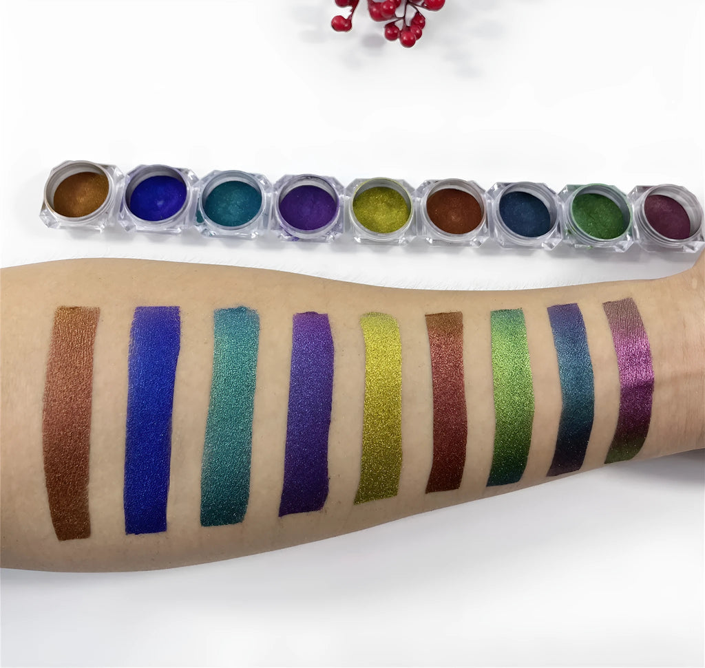 Chameleon pigment pearl powder in eight colours for cosmetic nail art and crafts with shifting shimmer effect