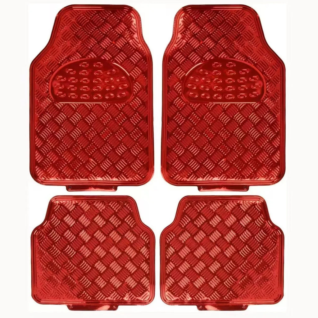 Blue universal car aluminum film foot mat four-piece set with non-slip PVC surface