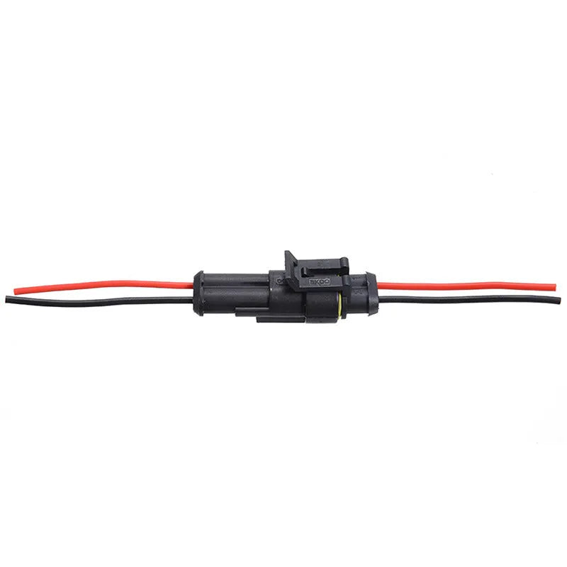 2 pin waterproof car wire connector plug socket with 7cm cable, black