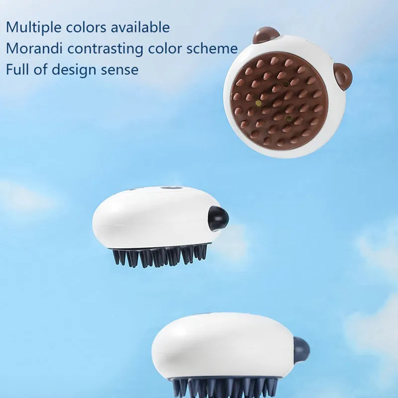 Panda shaped silicone pet shower brush with soft bristles for cat and dog bath time