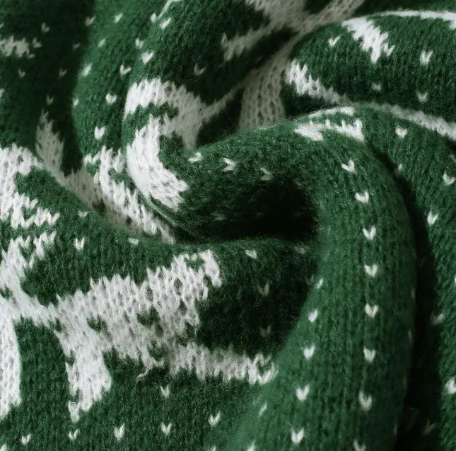 Autumn winter round neck Christmas print sweater in multicolour polyester fibre for teenagers