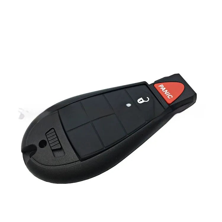 Dodge Chrysler smart key fob replacement shell in ABS plastic with brass fittings, showing dimensions 85mm by 42mm.