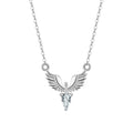 Women's sterling silver eagle pendant necklace on a polished O-ring chain, adjustable from 41cm to 50cm.
