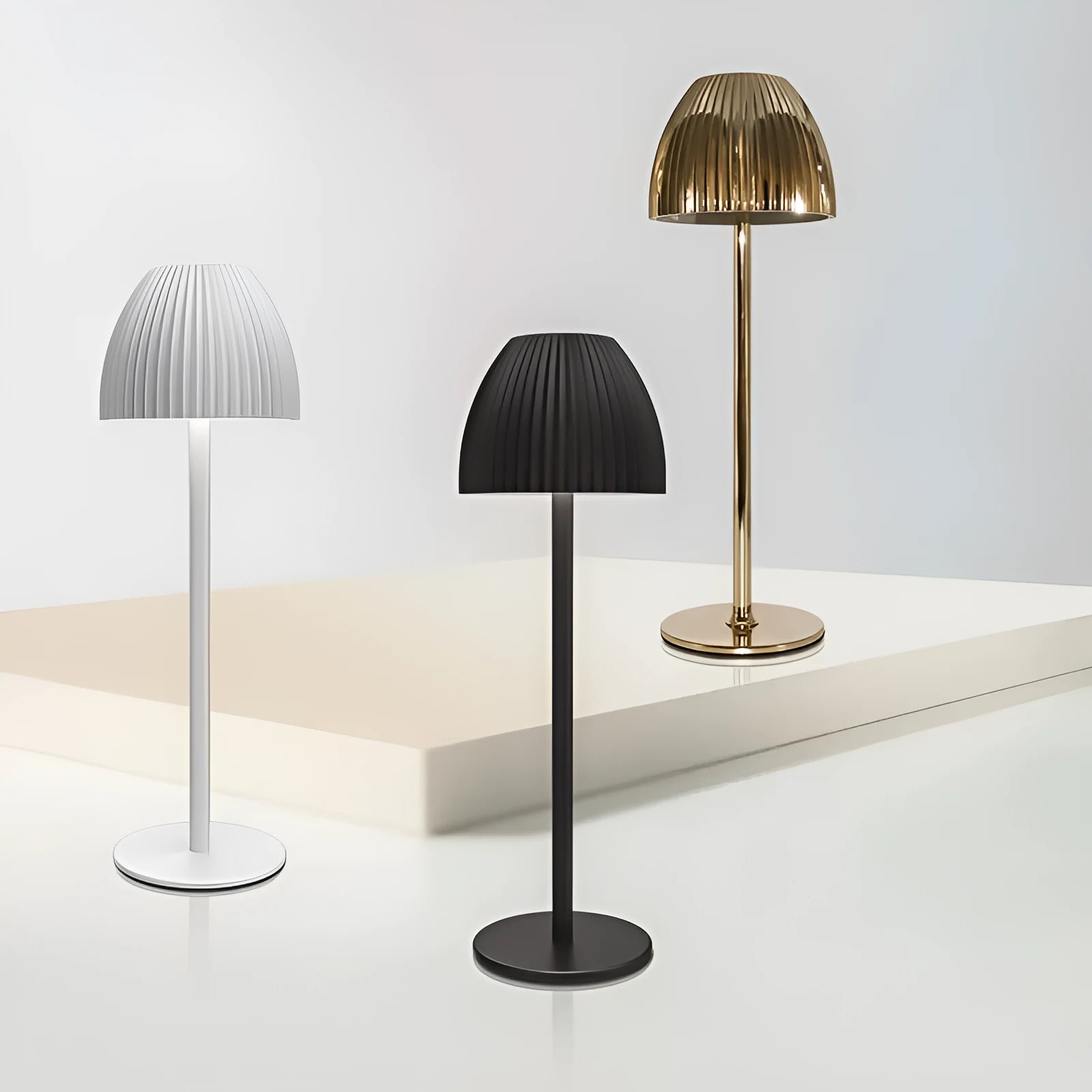 Modern simple design touch dimming bedside lamp with thin round base in black colour option
