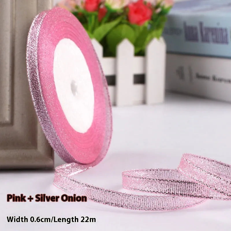 Polyester gift packaging ribbon roll in selected colour, 0.6cm wide decorative band