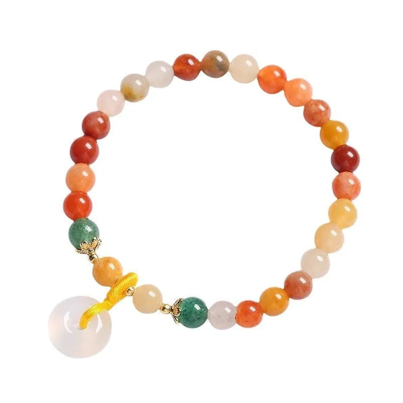 Natural jade and red agate safety buckle bracelet with 6mm beads