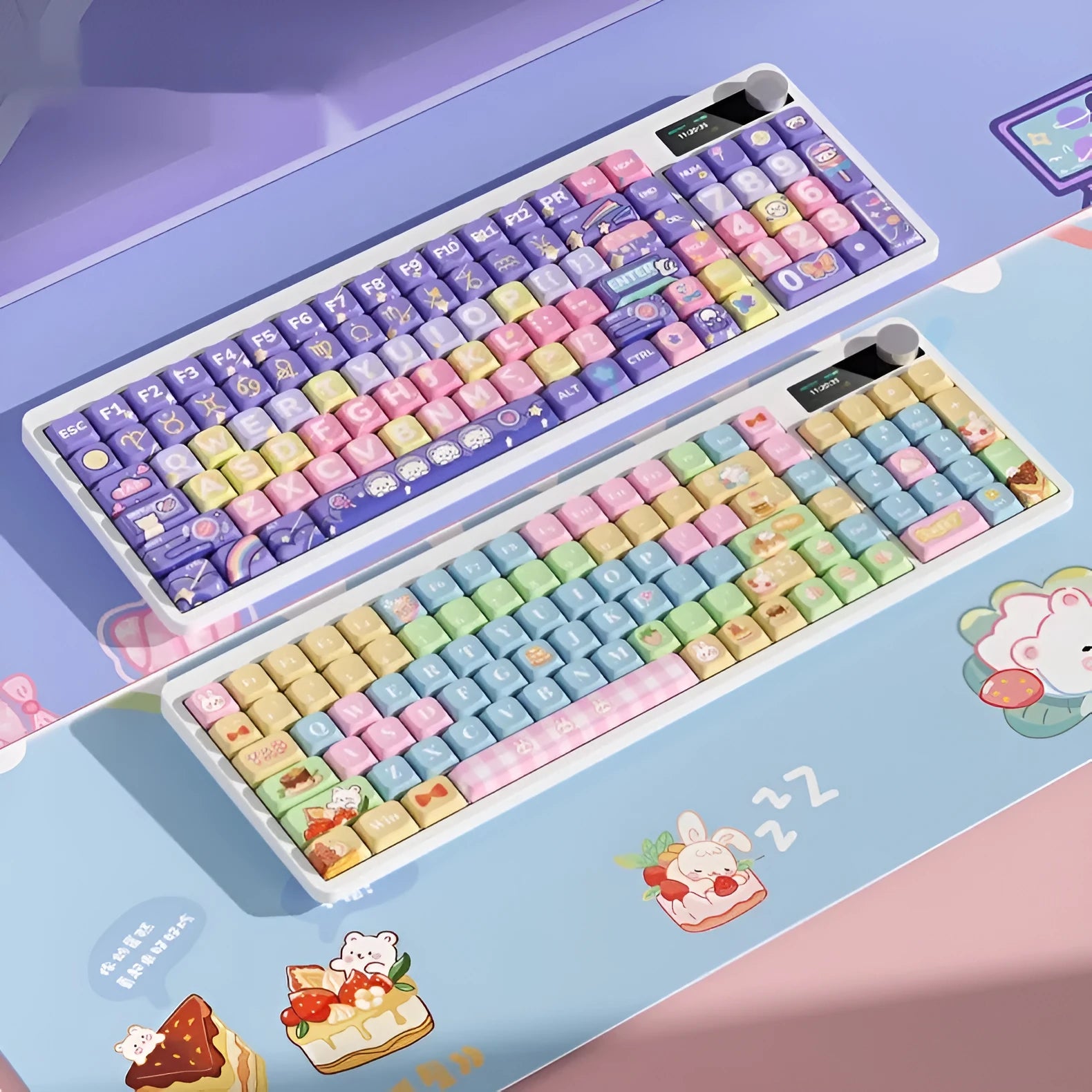 Black iron cow mechanical keyboard with RGB backlight showing full keys without punching design