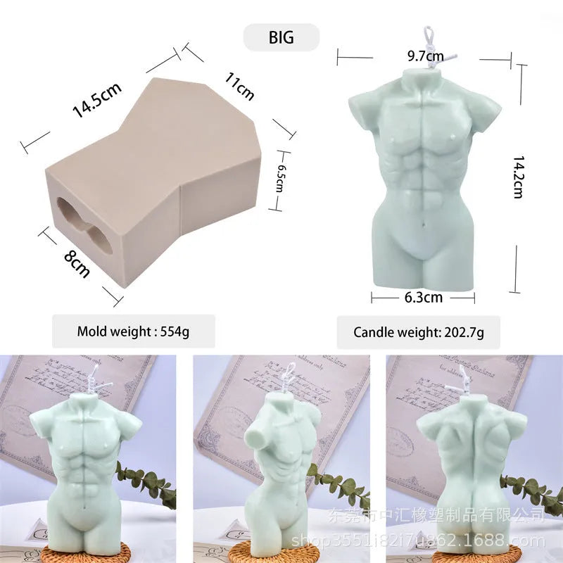 Geometric silicone body candle mould showing 10cm and 14cm height sections for aromatherapy candles