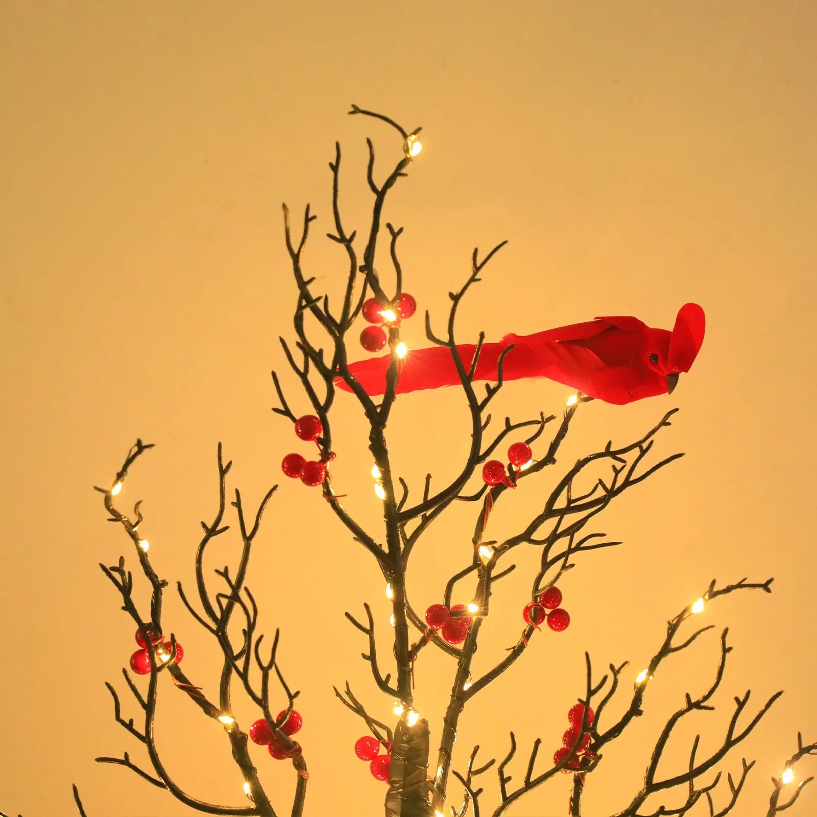 Luminous red bird winding tree lamp with 60 lights and 53CM plastic body for indoor decorative use