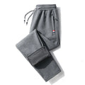 Men's casual loose straight-leg cotton-look sweatpants with fleece lining in black, front view