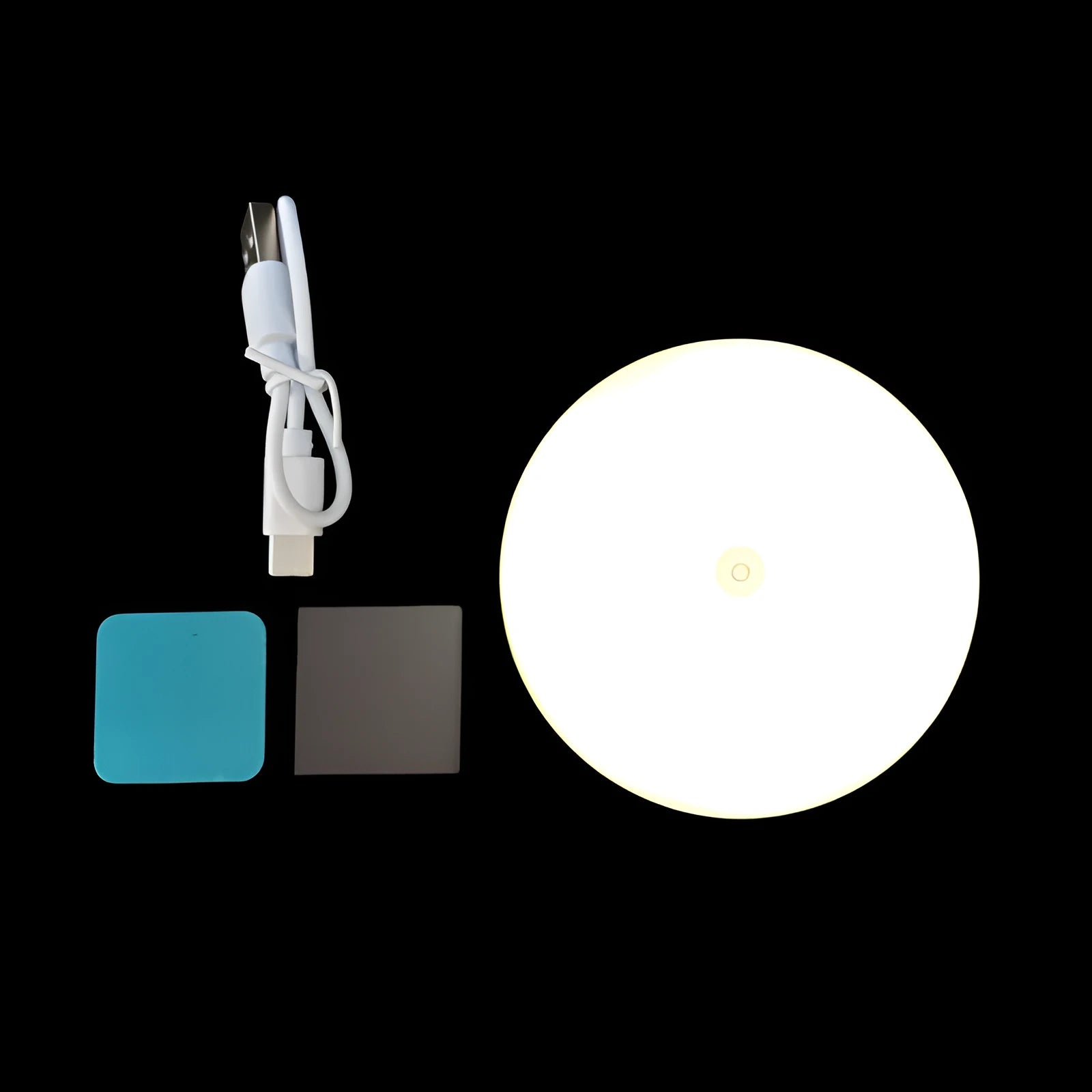 Small round night lamp with side push key, 86mm diameter, 1W LED, battery powered