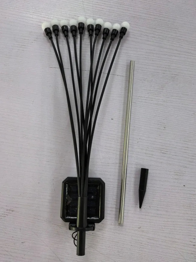 Solar-powered LED firefly ground lamp with multiple light heads for garden pathway illumination