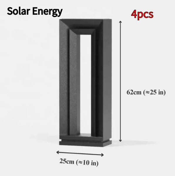 Modern geometric outdoor garden lamp in stainless steel and acrylic, 62 cm long, for solar or electric power