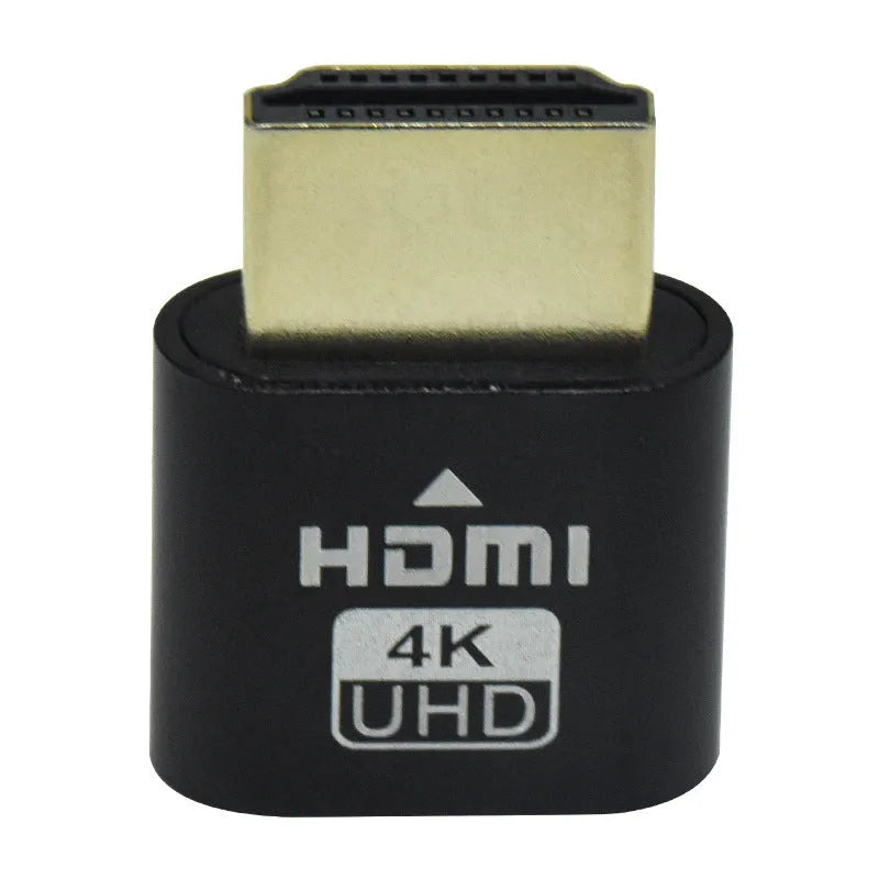 Compact 26.5mm long HDMI dummy plug in gold finish for virtual display on graphics card.