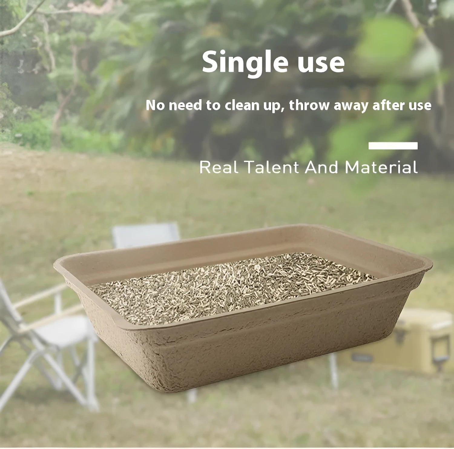 Brown disposable waterproof cat litter box with biodegradable environmentally friendly design