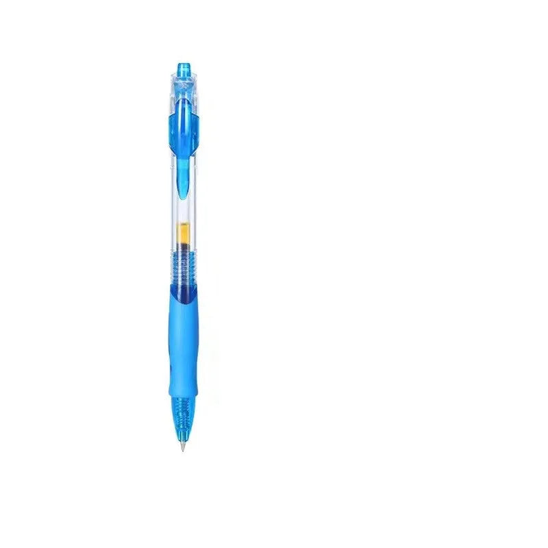 Fashion Personality gel pen with 0.5mm fine tip, shown in black, blue, and red ink options.