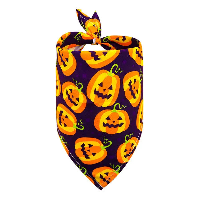 Halloween dog bandana pet skirt with printed pattern in style option 1 on a dog