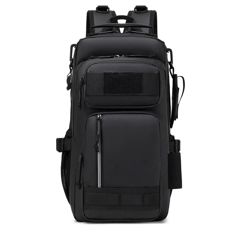 Orange durable Derm material outdoor hiking backpack with 20-35 litre capacity.