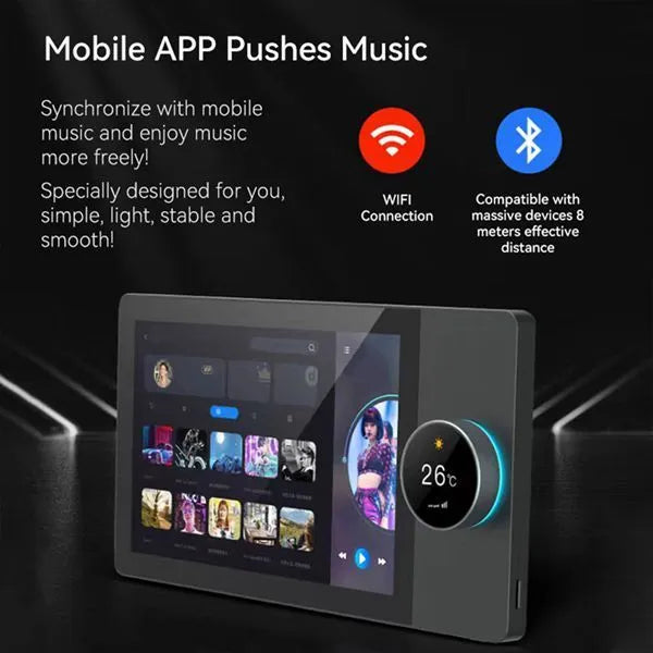 Graffiti smart central control home panel 8 inch IPS LCD touch screen with quad core processor for lighting and audio control