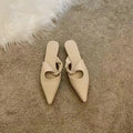 Women's leather-lined semi-toe box slippers with spring design and rubber sole in four colour options