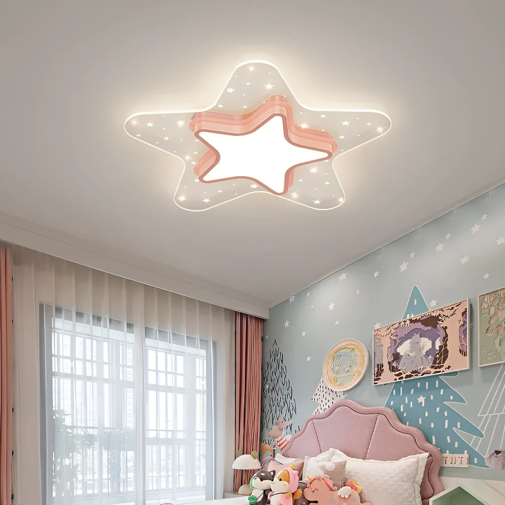 Wrought iron LED ceiling lamp in pink, gold, or blue with monochromatic, trichromatic, or dimmable light, 220V, 10m2-15m2.