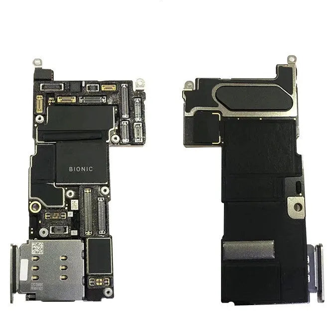 Silver iPhone logic board for 13 Pro Mini and iPhone 12 series models, 256GB US version.