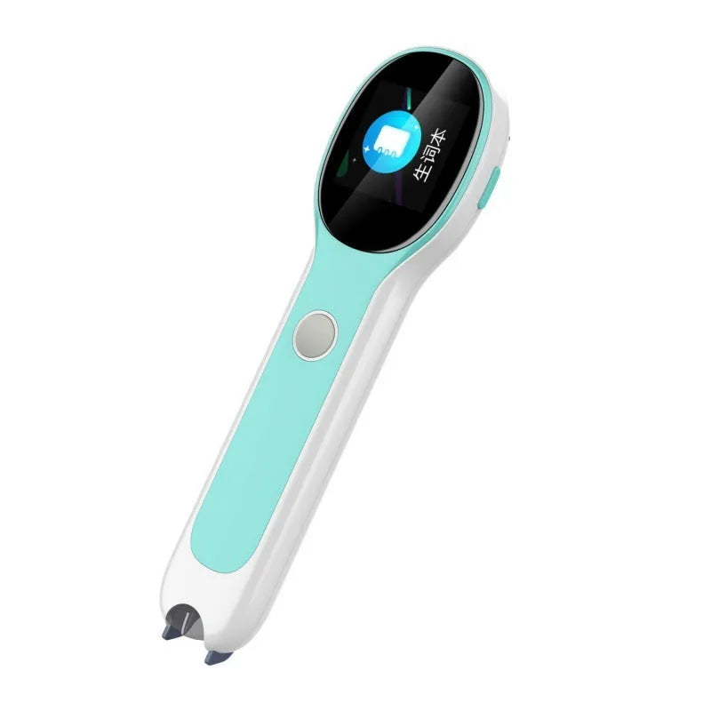White Universal Reading Pen for English learning and Chinese translation on a book