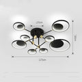 Modern glass molecular ceiling light with LED illumination, 720mm diameter, three colour options