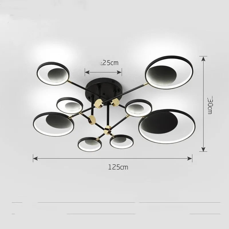 Modern glass molecular ceiling light with LED illumination, 720mm diameter, three colour options