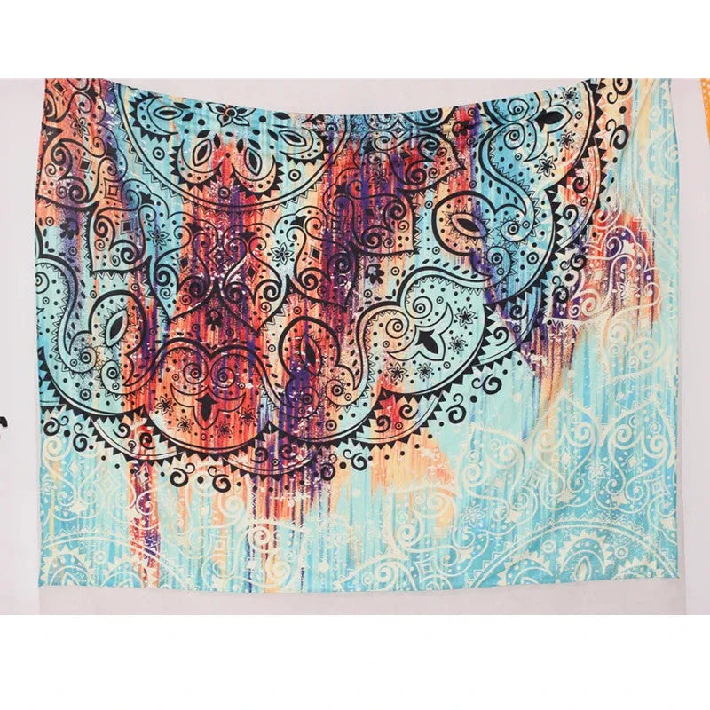 Sevenstars bohemian mandala tapestry with colourful sketched floral print on polyester