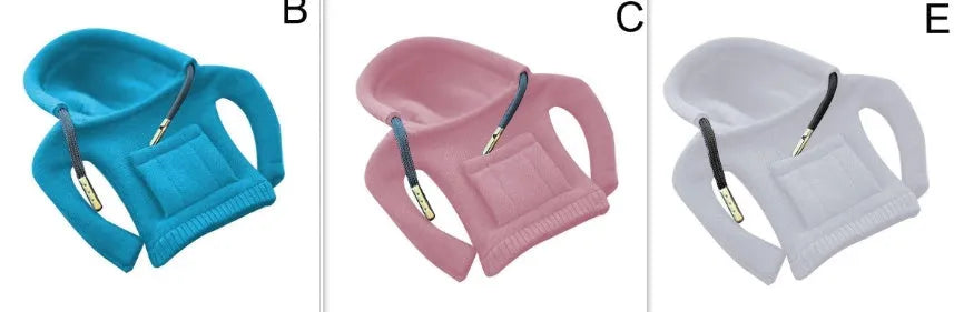 Cloth car gear shift knob cover in various colours showing 13x8cm dimensions