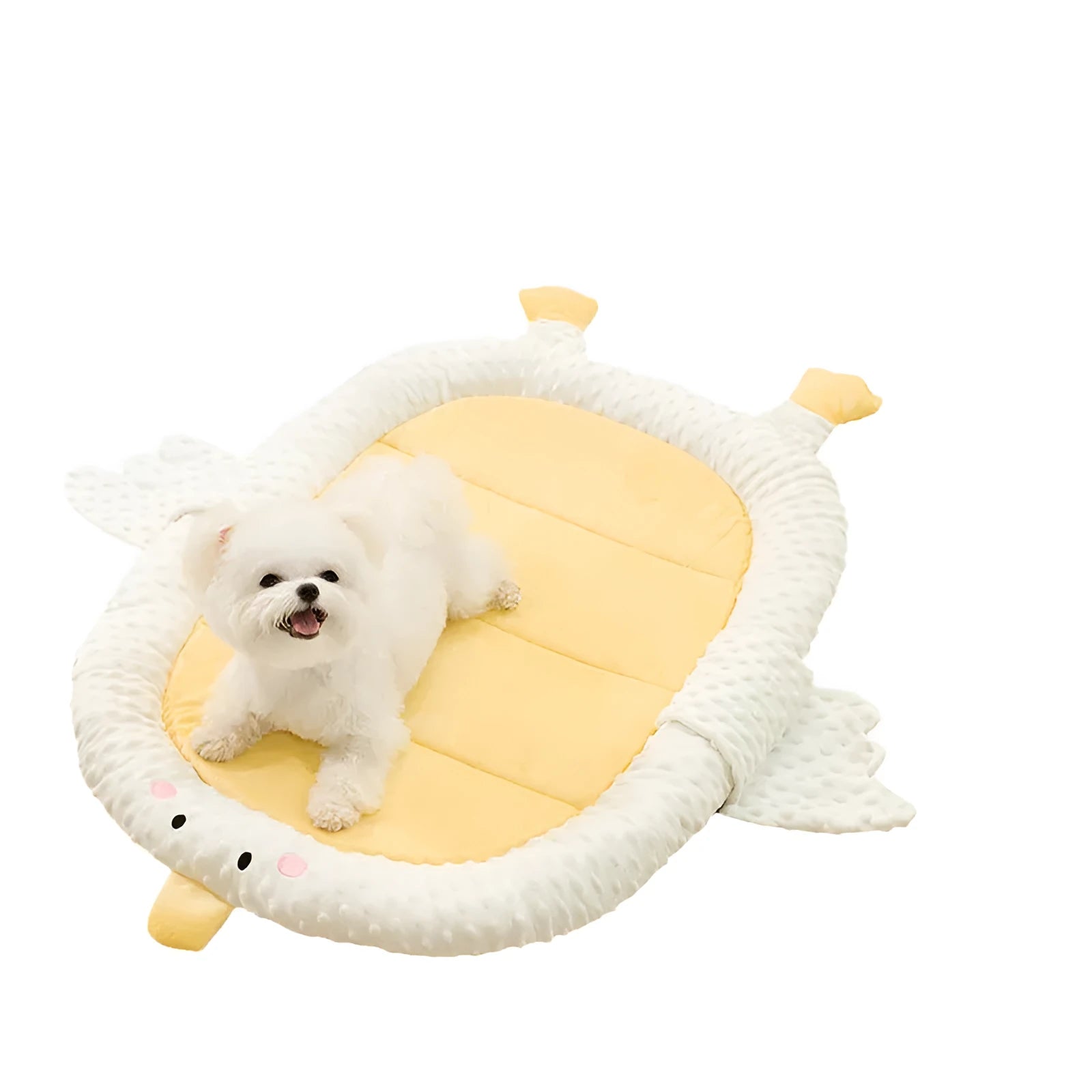 Bedsure grey waterproof orthopedic dog sofa bed on a wooden floor.
