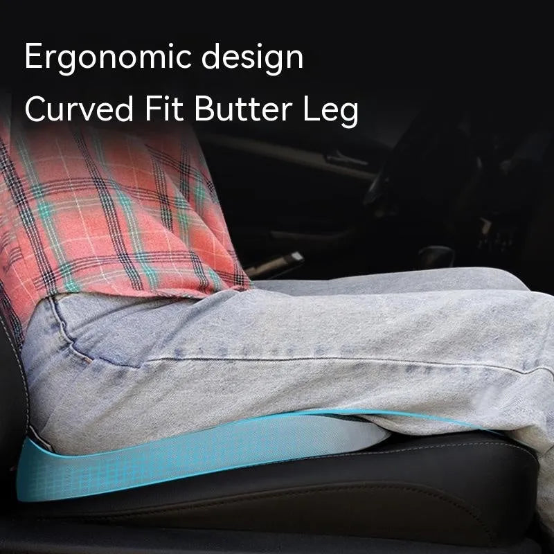 Curved bevel seat cushion in solid colour with memory foam core for tailbone and driving support
