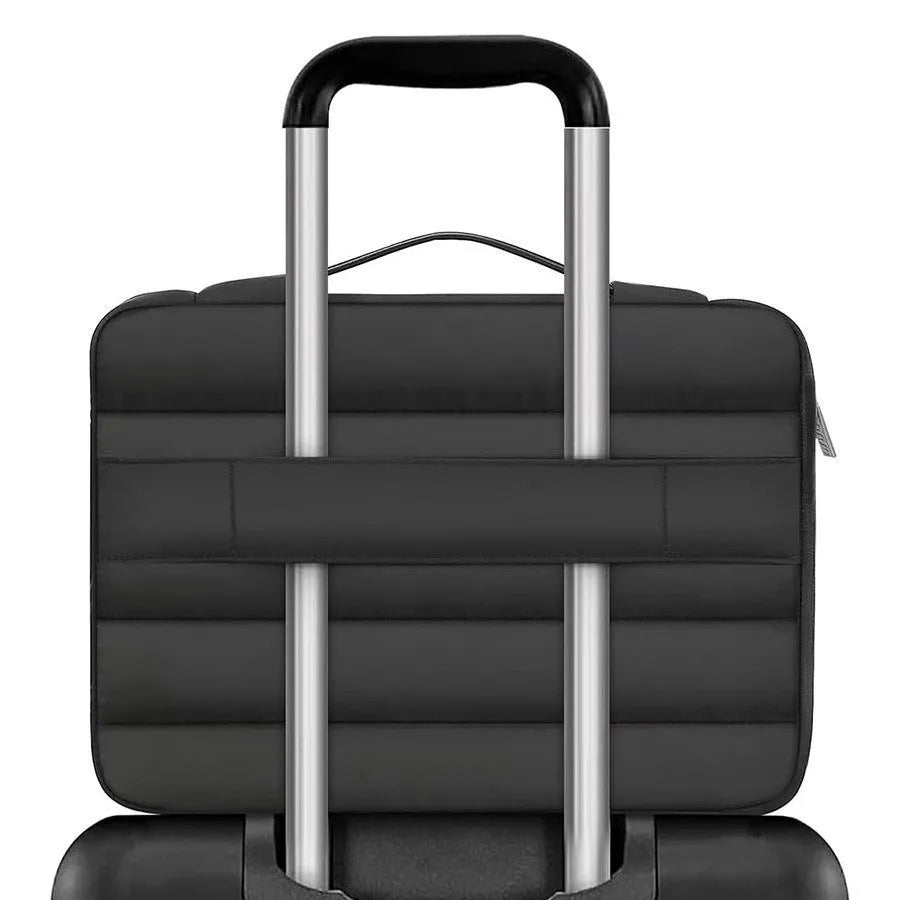 Velvet laptop bag with plaid pattern in multiple colours showing 13.3 and 15.4 inch size options