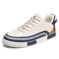 Men's casual canvas shoes with mesh panelling in beige and white with green colour options