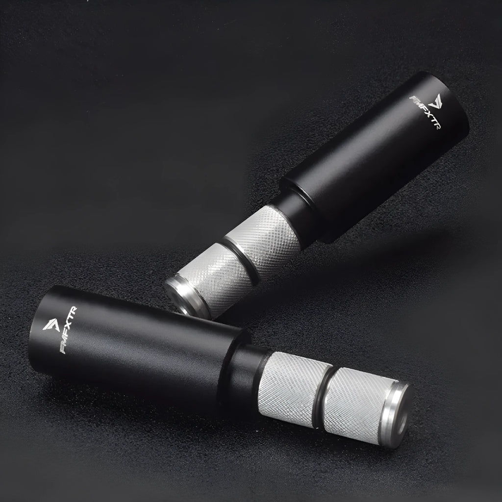 Aluminium alloy folding bicycle handlebar extensions showing adjustable width range