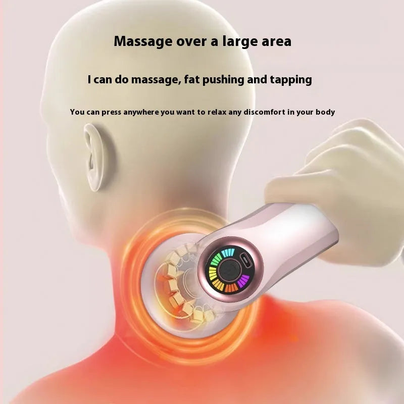 Pink, white, and black USB electric massager for spine, back, and leg massage.