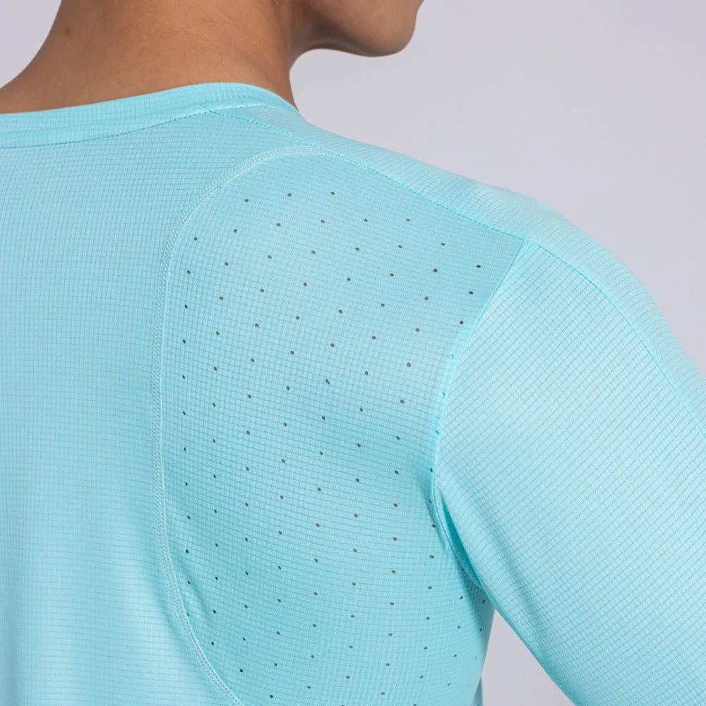 Men's solid-colour quick-drying polyester running top in white, black, sky blue, or fluorescent green, sizes S to 3XL