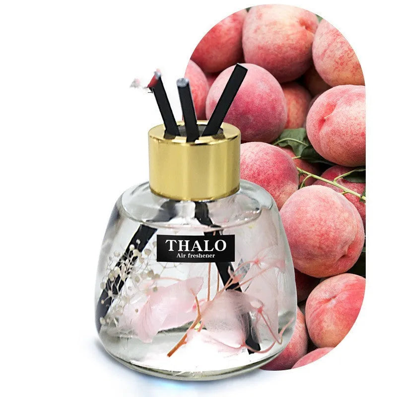 Creative glass bottle car perfume ornament for loose incense air freshening.