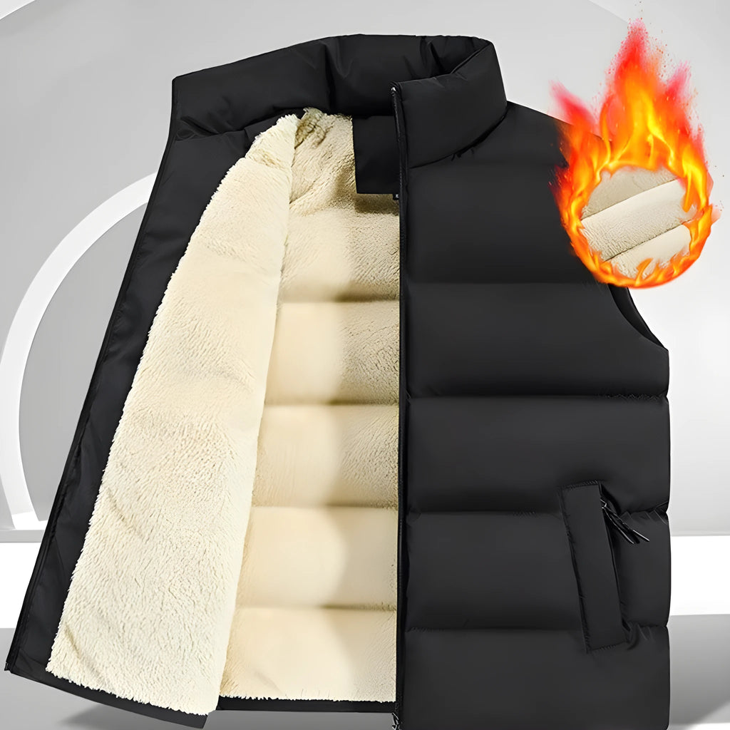 Men's striped lambswool vest for autumn and winter wear in black, dark blue and red colour options
