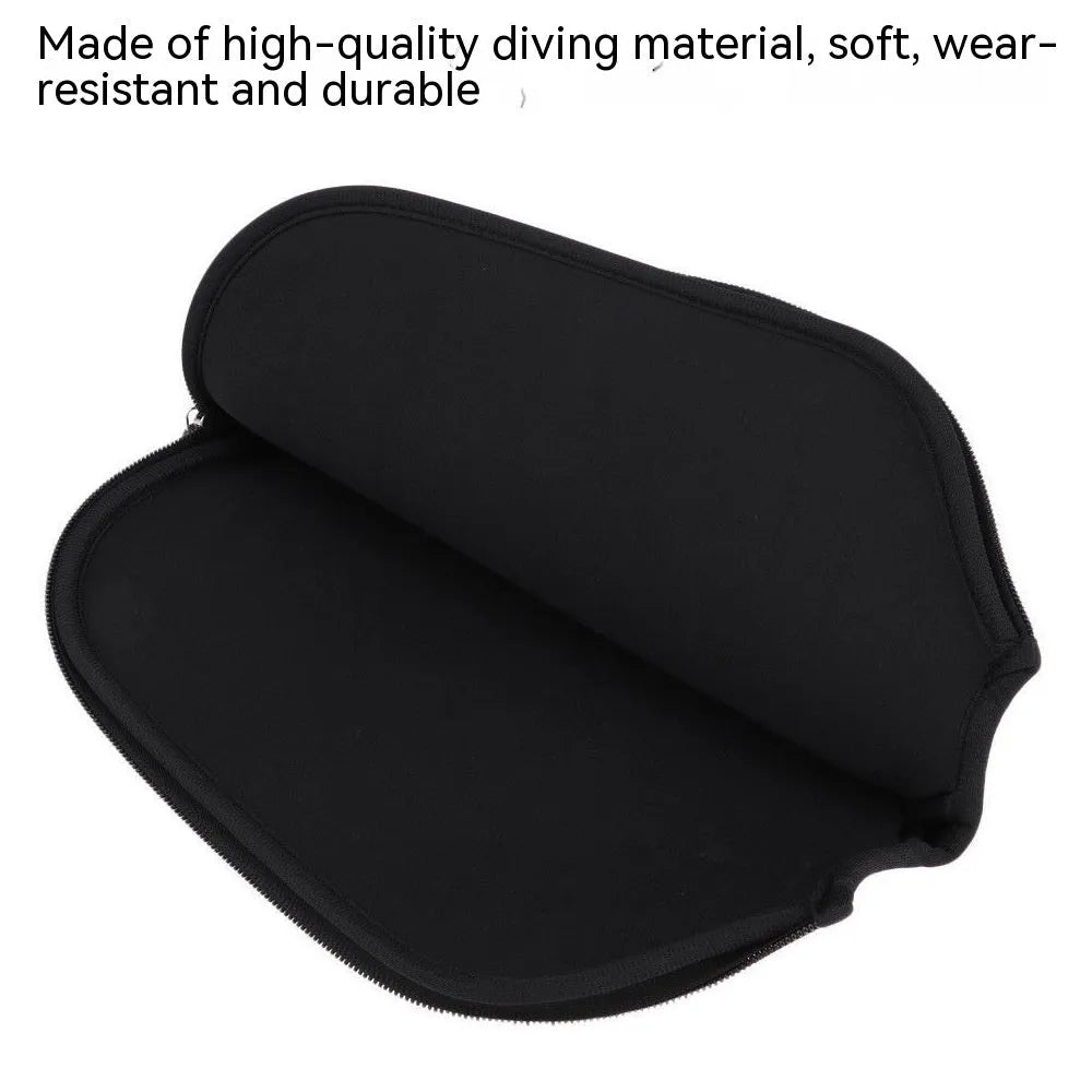 Black neoprene protective sleeve for a table tennis racket or paddle.