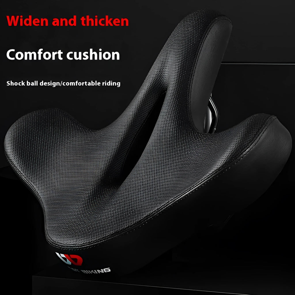 Black bicycle seat cushion with leather cover and thickened foam padding