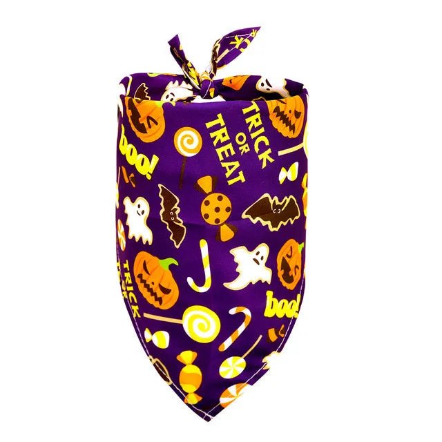Halloween dog bandana pet skirt with printed pattern in style option 1 on a dog