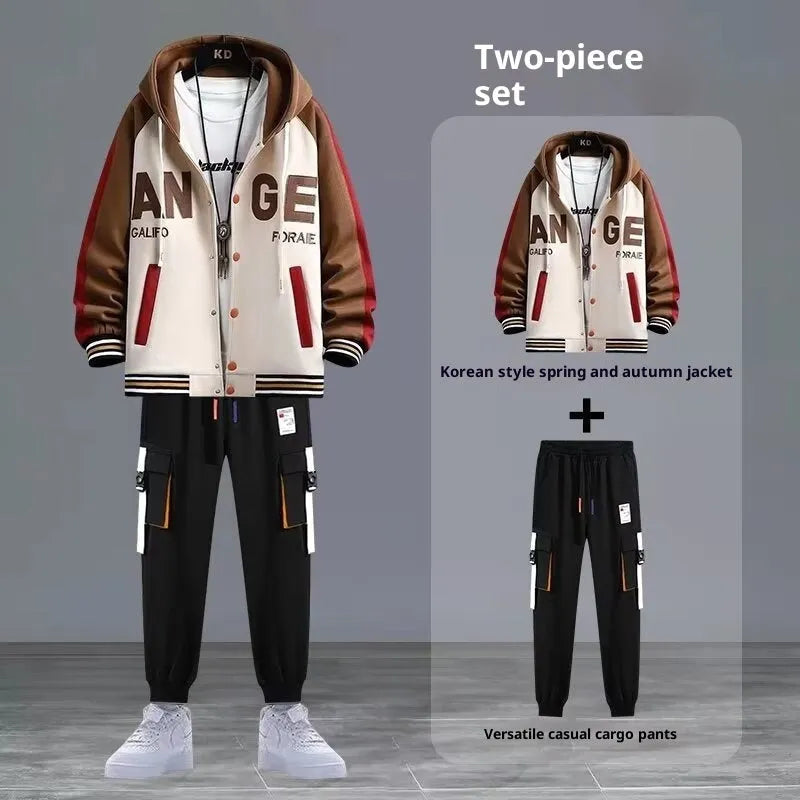 Youth hooded sweater jacket sports suit in black with matching trousers, polyester blend, size S to 3XL